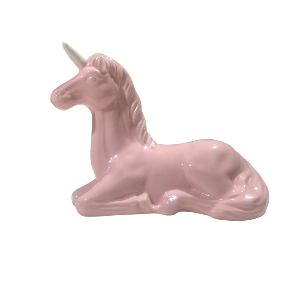 Vintage Pink Ceramic Unicorn Figurine